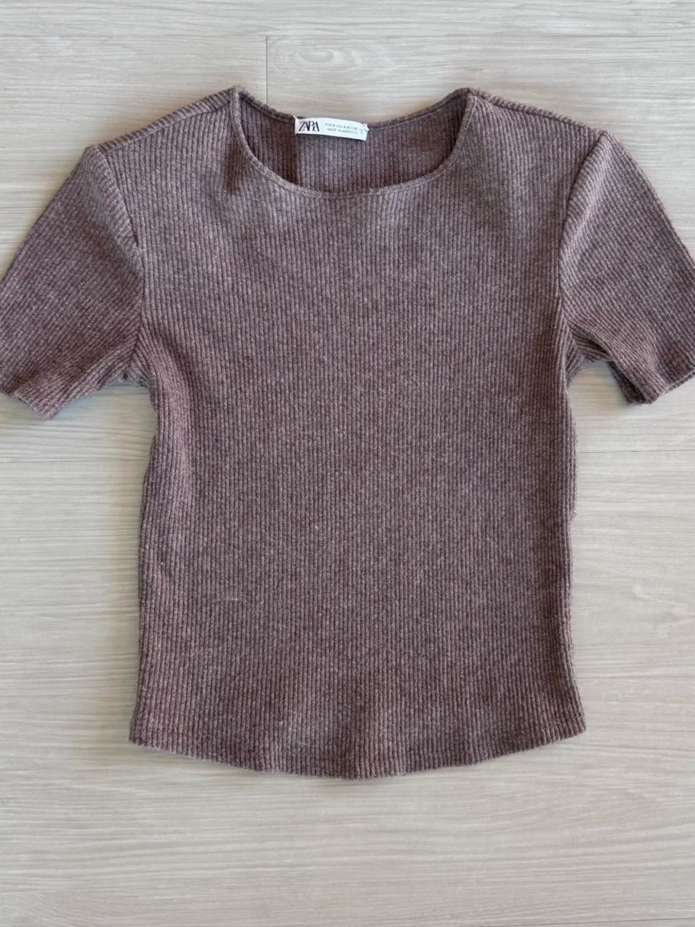 Zara Short-Sleeve Ribbed Knit Top